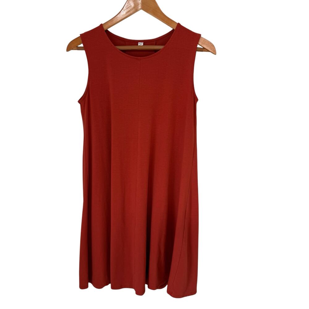 UNIQLO Burnt Orange Sleeveless Tank Swing Dress Terracotta Flared Mini Small